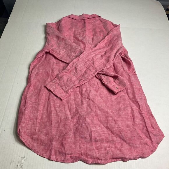 C&C California Linen Button Down Shirt Pink Long Sleeve Boyfriend Fit Top SMALL - Picture 9 of 10